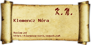 Klemencz Nóra névjegykártya