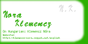 nora klemencz business card