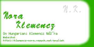 nora klemencz business card